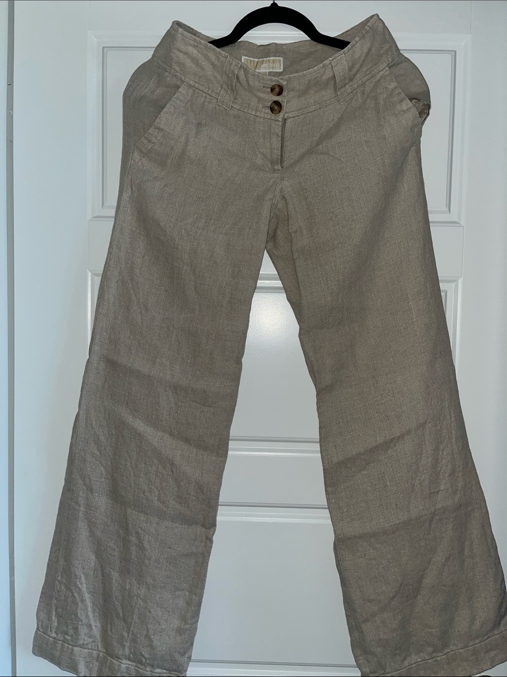Michael Kors Collection Women's Wide-Leg Linen-Blend Chinos in Taupe
